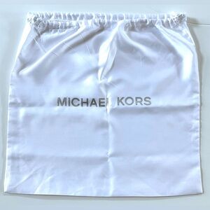 Michael Kors White Satin Drawstring Dust Bag Storage Handbag Cover 15"x16